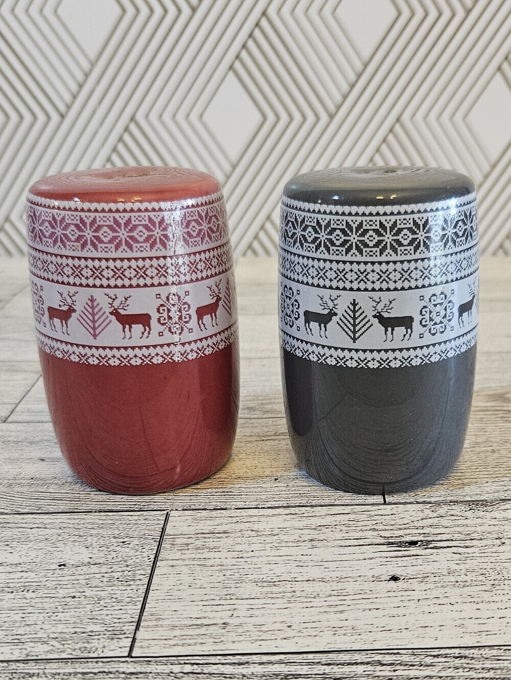 Salt And Pepper Shakers Set Christmas Sweater Print Holiday